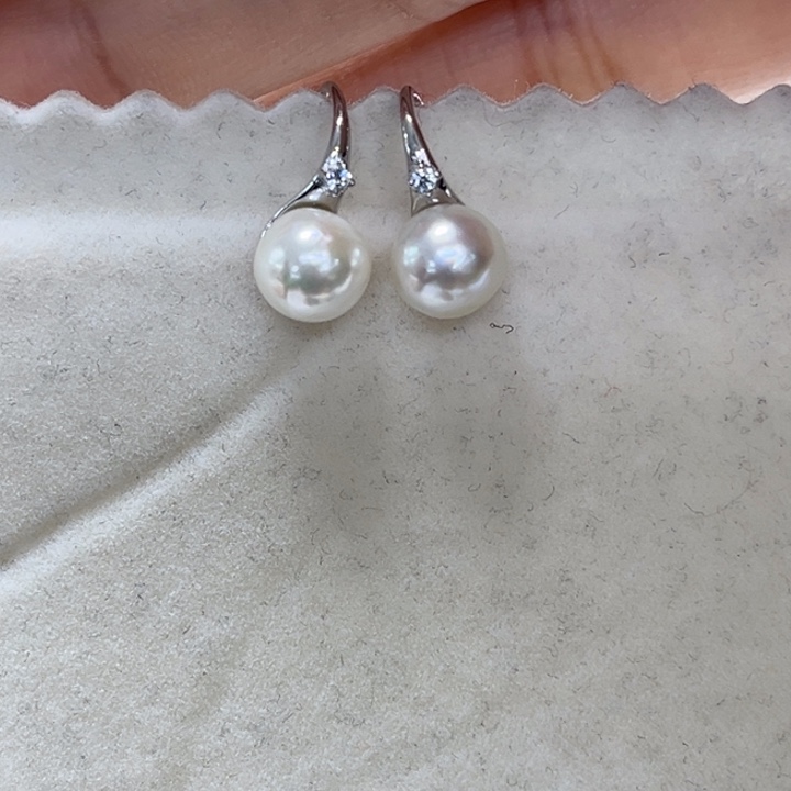 银S925镶嵌耳饰海水珍珠7.1mm88号