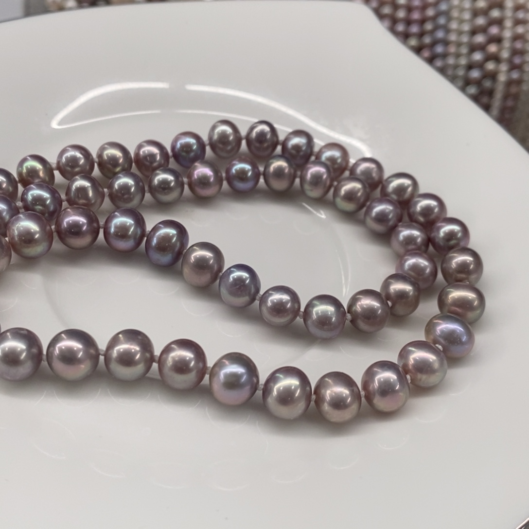 我***！淡水珍珠银S925镶嵌颈饰7.3-8.3微瑕