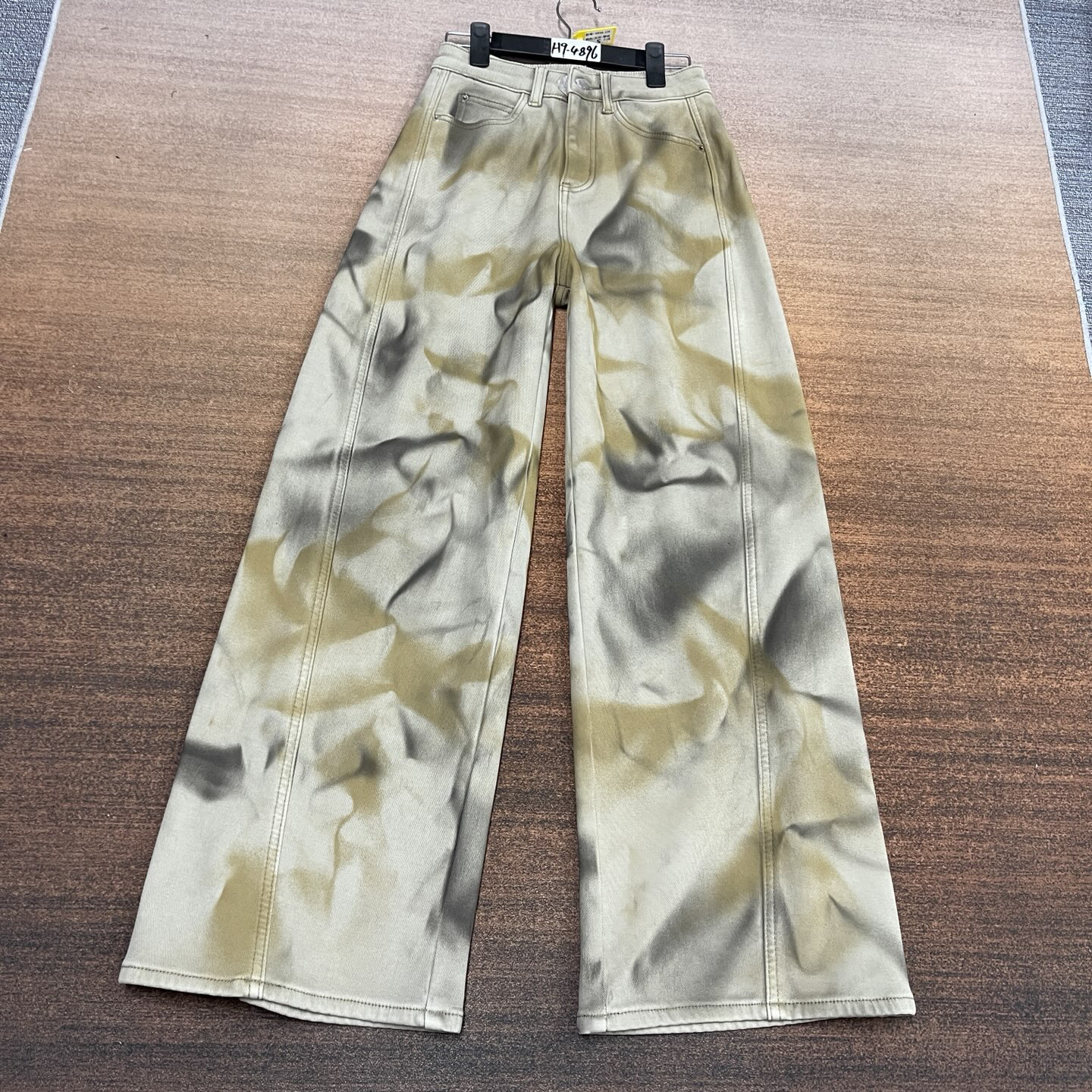 #H9-4896 加绒-厚绒 高品质 废土风脏染阔腿弯刀裤 高弹（不换退）