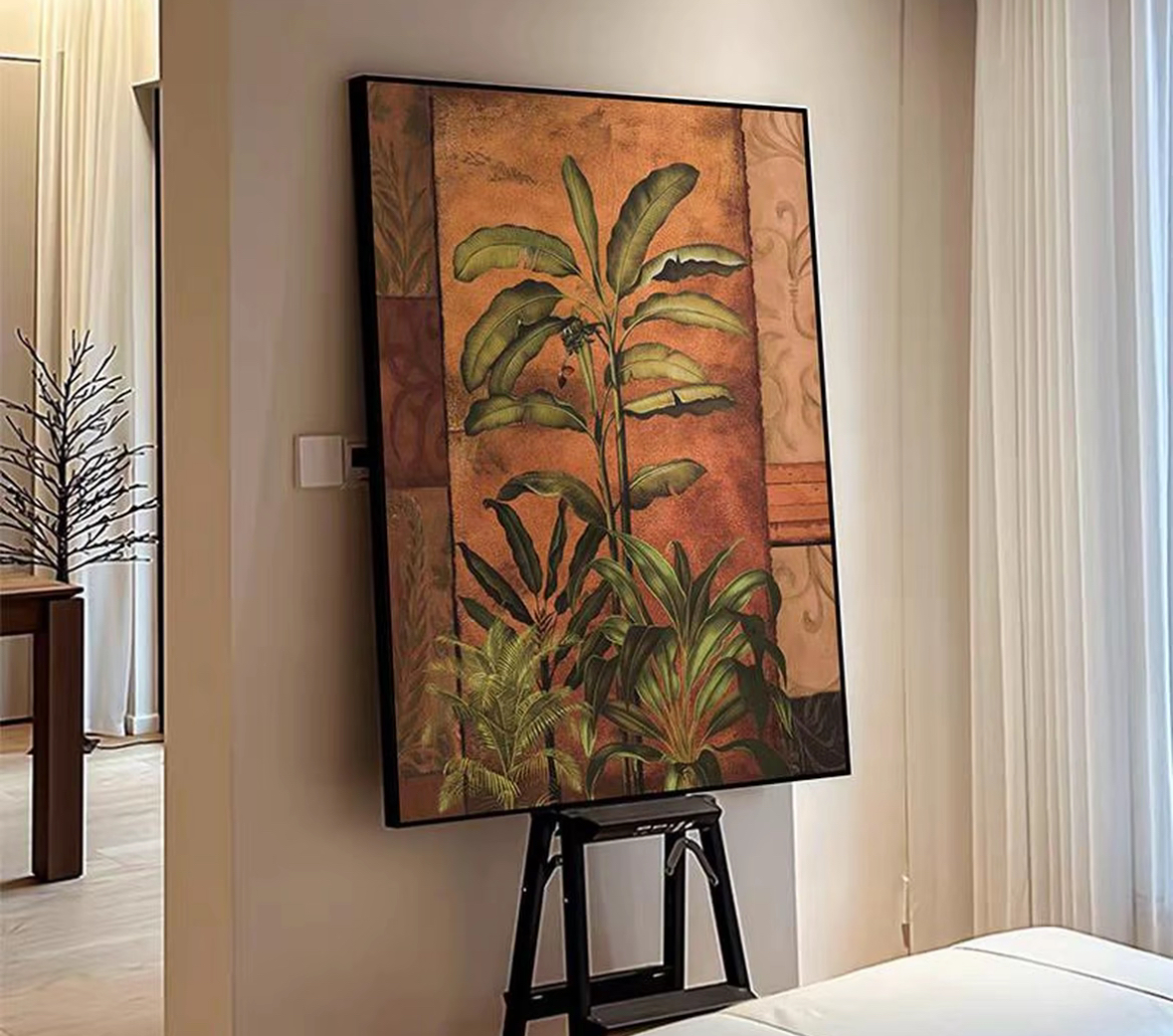 美式复古南洋风热带雨林抽象肌理落地玄关入户装饰画 JA57-60-80