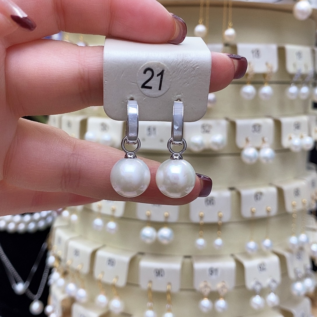 淡水珍珠耳饰银S925镶嵌