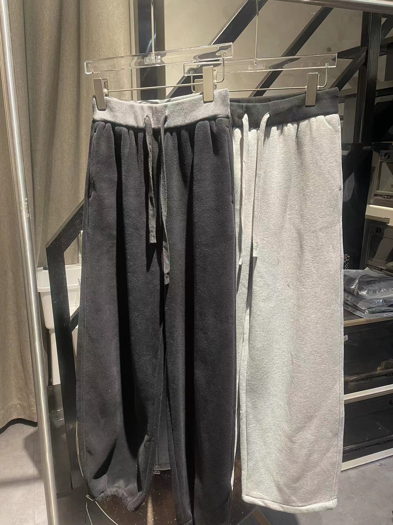 时尚松紧腰百搭保暖宽松针织高腰长裤休闲裤微弹力抽绳运动裤