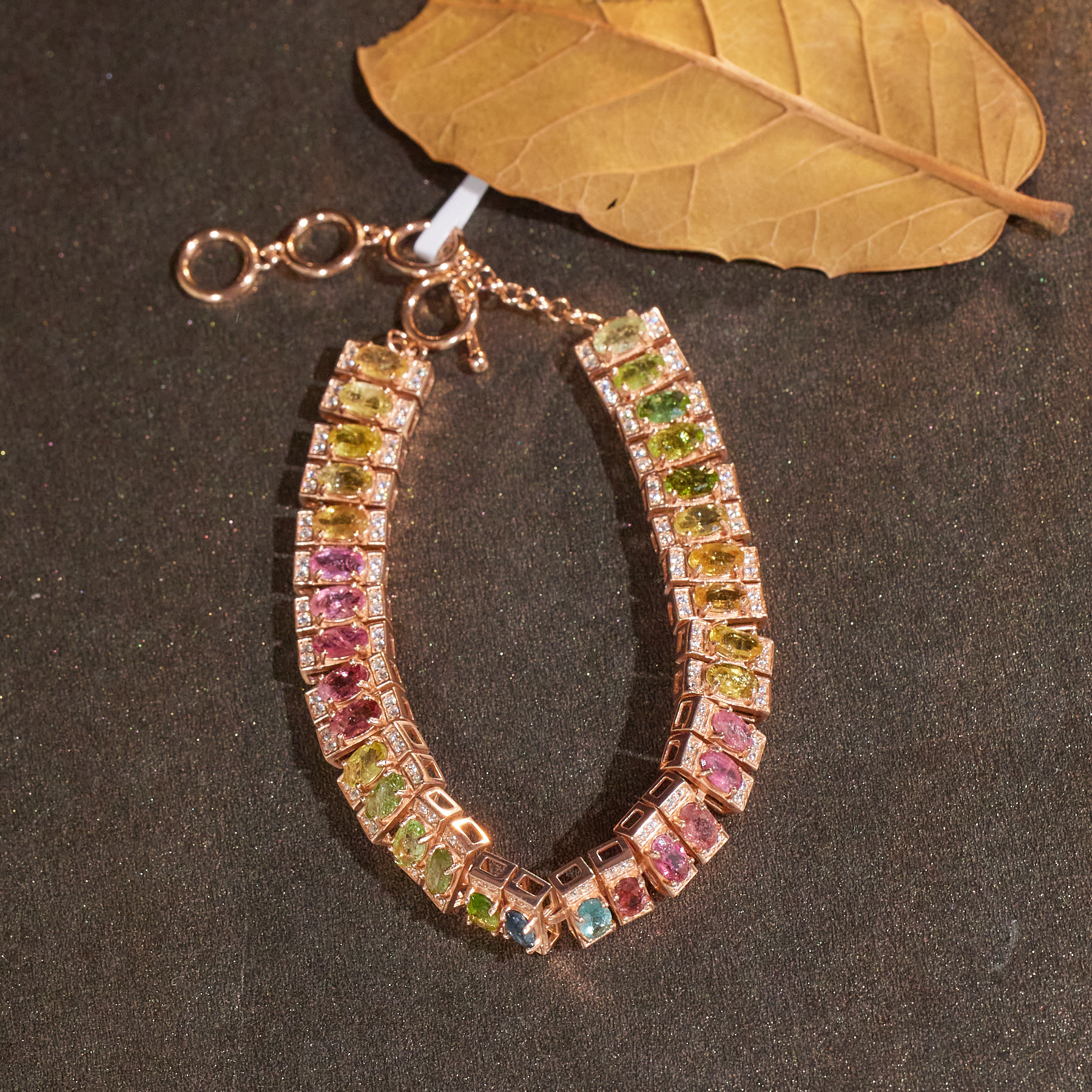 【九华山】碧玺手链*S925镶嵌（多样性发）W9708