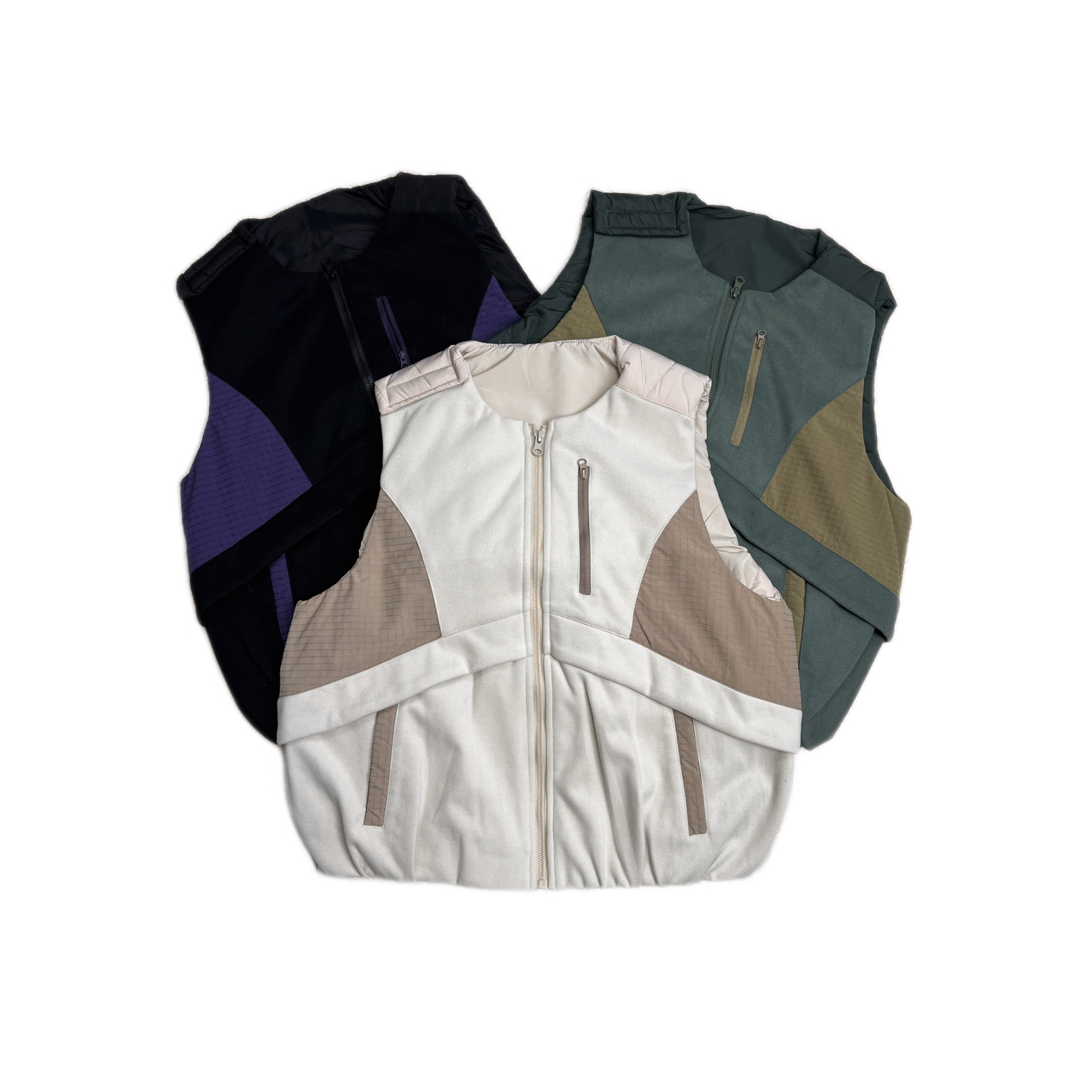 【醒醒高定】LJ975山系户外冬季机能风拼色绗缝棉马甲女款加厚坎肩