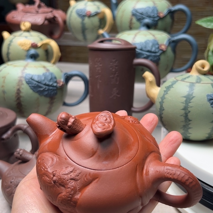 紫砂茶壶200ml鱼化龙壶