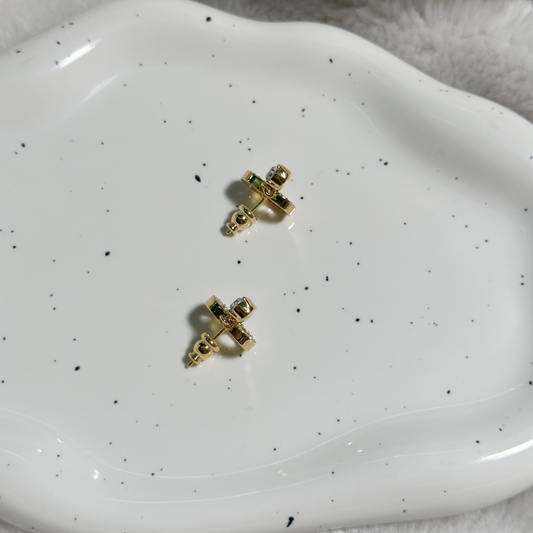 铜合金合成锆石耳饰 耳钉5490法式小众