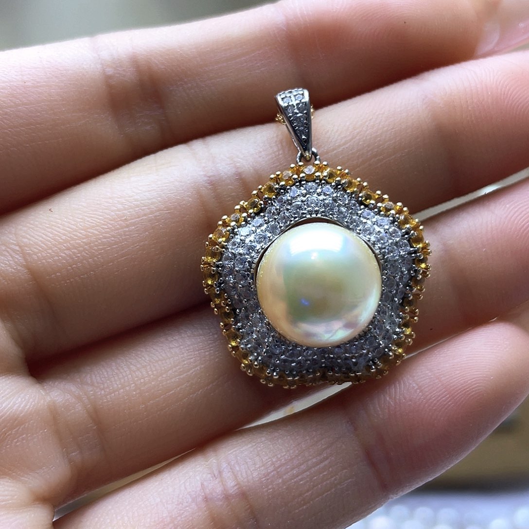 海水珍珠颈饰银S925镶嵌