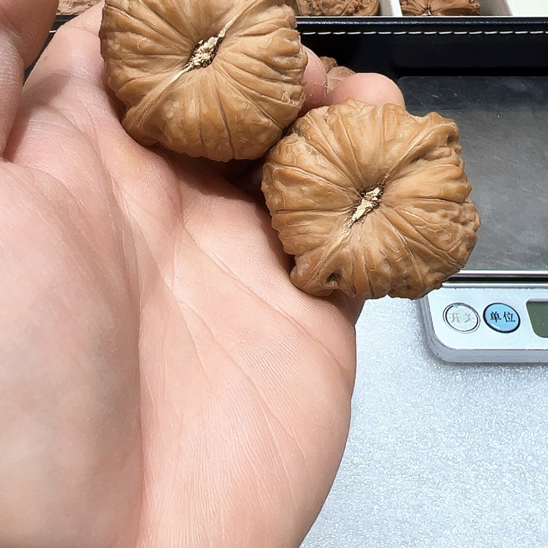 柔***卉文玩核桃把件43南瓜凹底全品