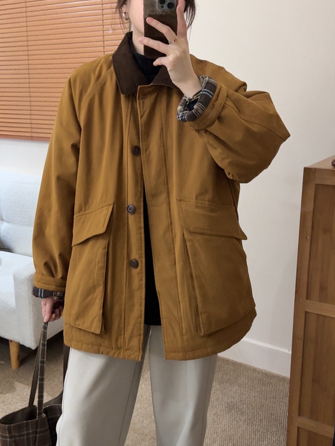 韩系复古撞色翻领棉服外套女冬季工装巴恩风宽松休闲百搭加厚棉衣