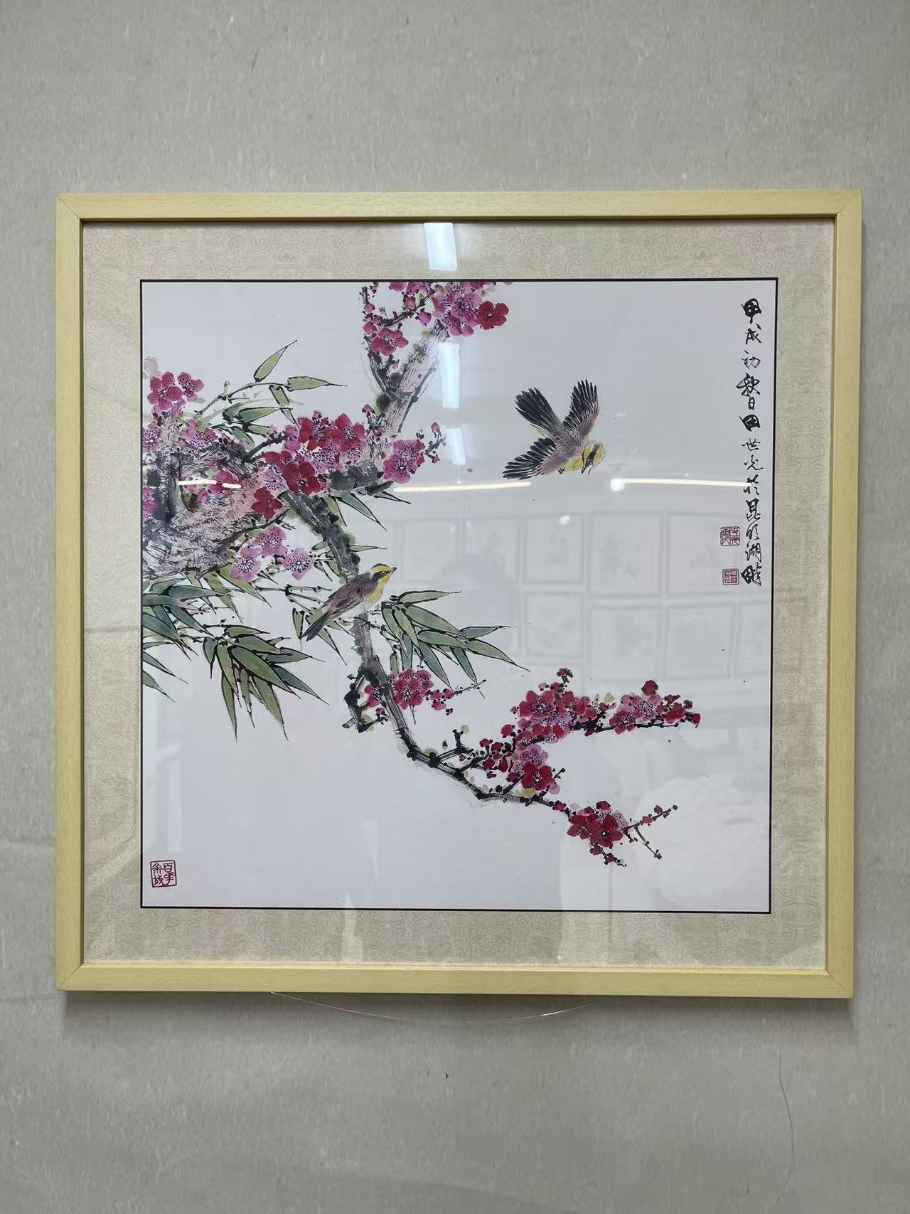 63cm*63cm新中式花鸟画装饰画适合客厅卧室餐厅沙发床头装饰