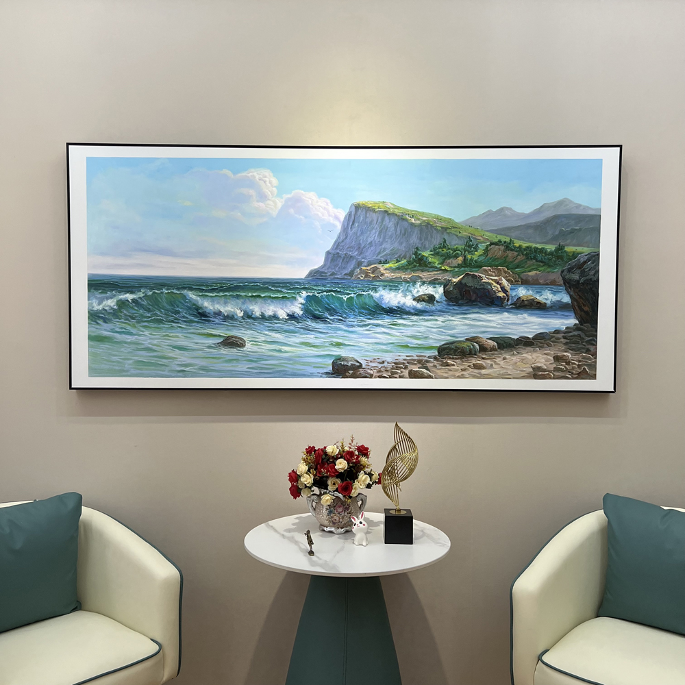 【海纳百川】纯手绘风景油画现代客厅沙发背景墙办公室书房海浪挂画