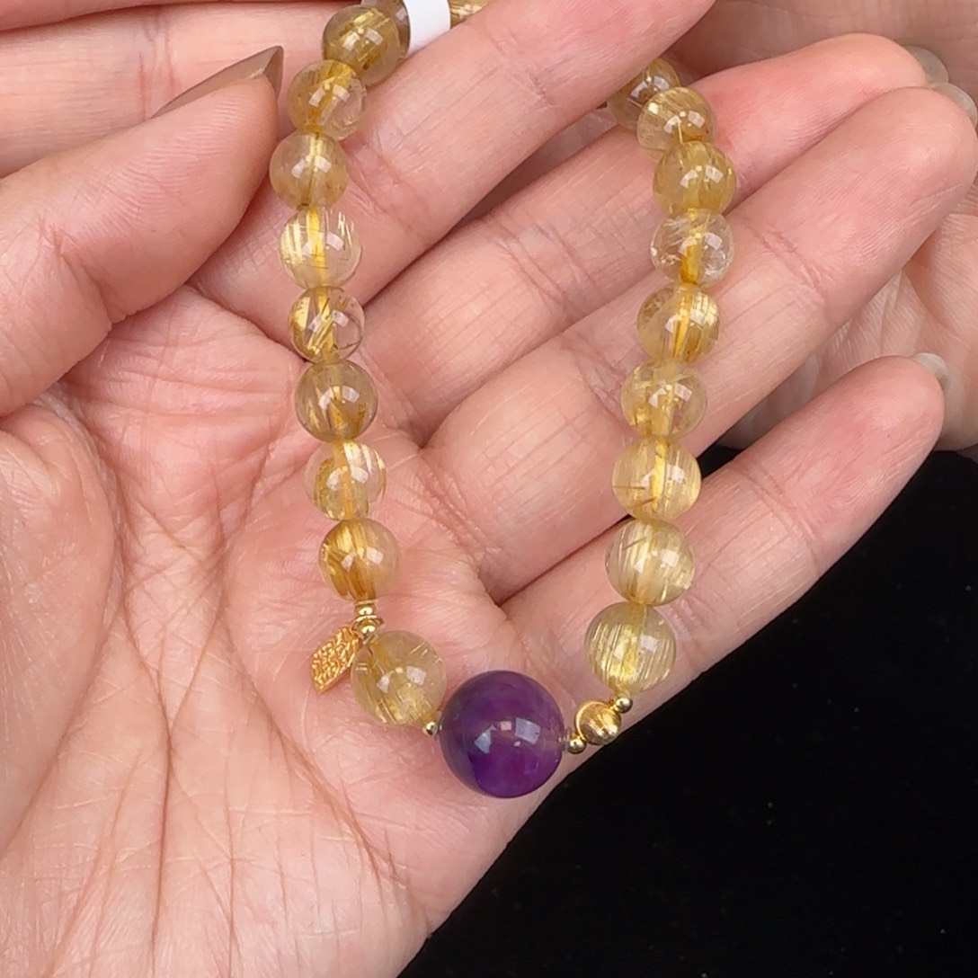 发晶手串18K金镶嵌11111122211