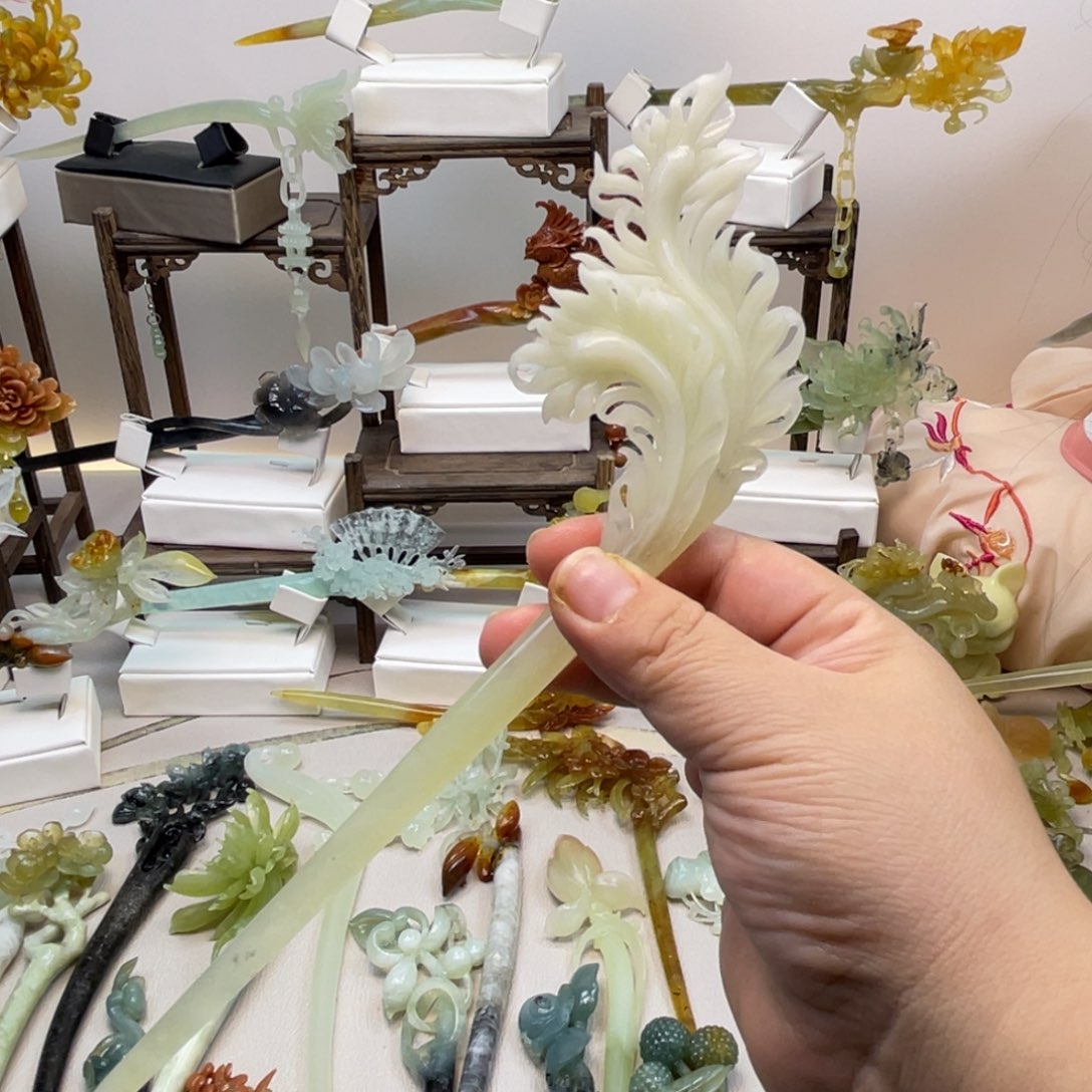 蛇纹石玉合金发饰