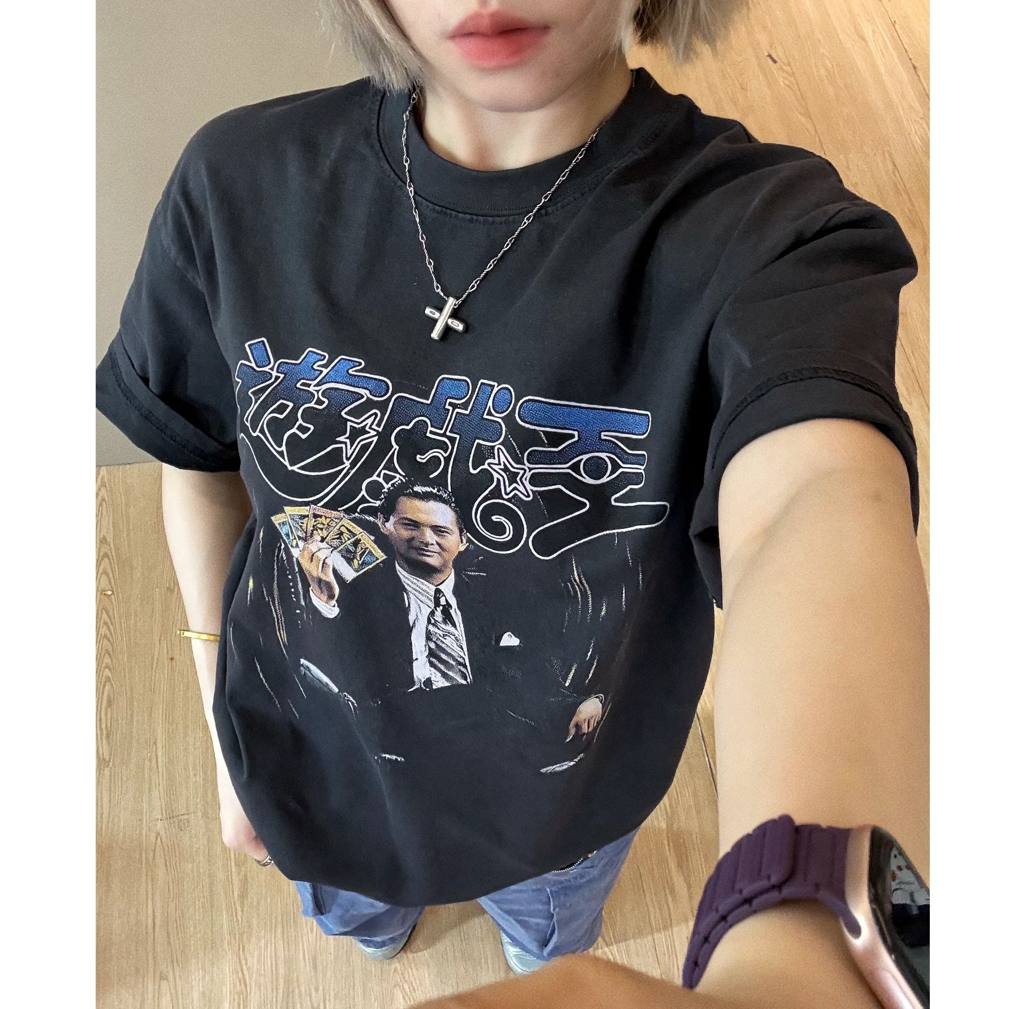 【游戏王】美式休闲设计感小领口宽松印花短袖T恤hiphop夏季