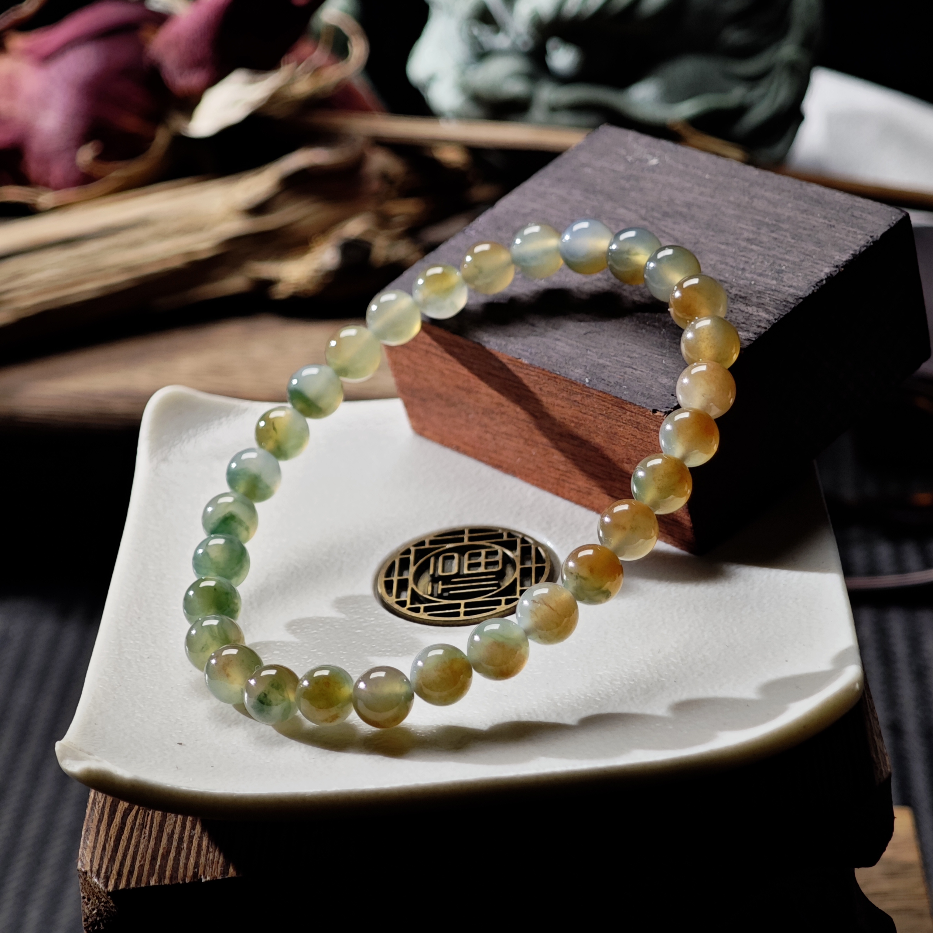 [单品]A3460(卡6.3 )缅甸天然翡翠珠冰种翡翠A级货手串48小时鉴赏