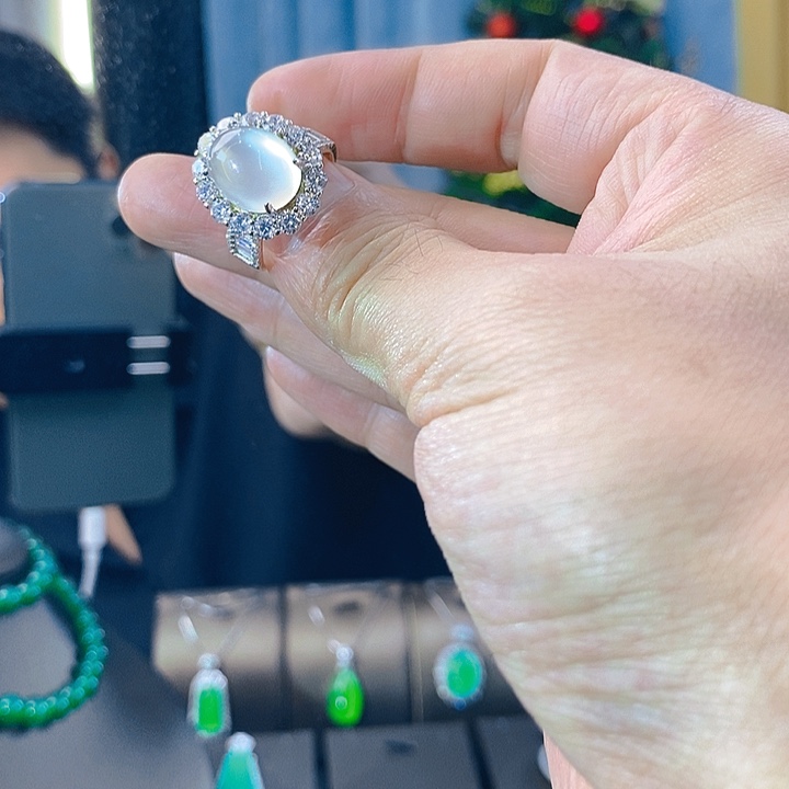 玛瑙/玉髓戒指银S925镶嵌