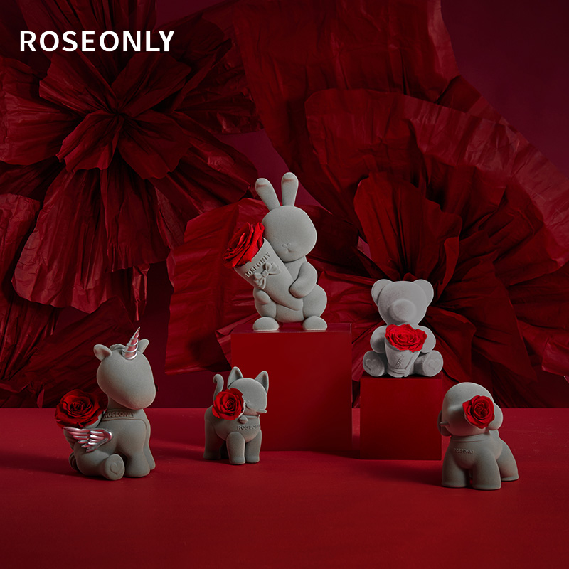 ROSEONLY诺誓永生花甜心兔玫瑰花礼盒女友爱人生日礼物