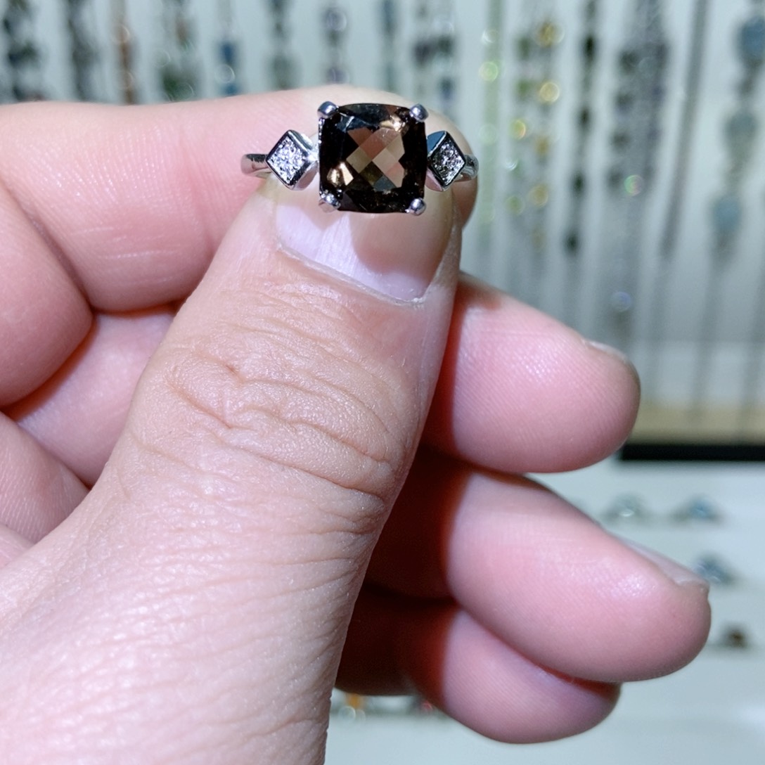 绿水晶戒指银S925镶嵌