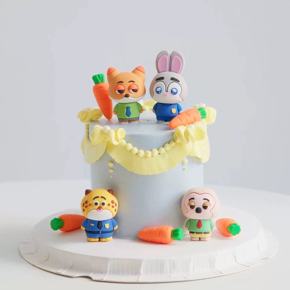 网红疯狂动物城蛋糕装饰摆件兔子朱迪警官狐狸尼克烘焙甜品台装扮