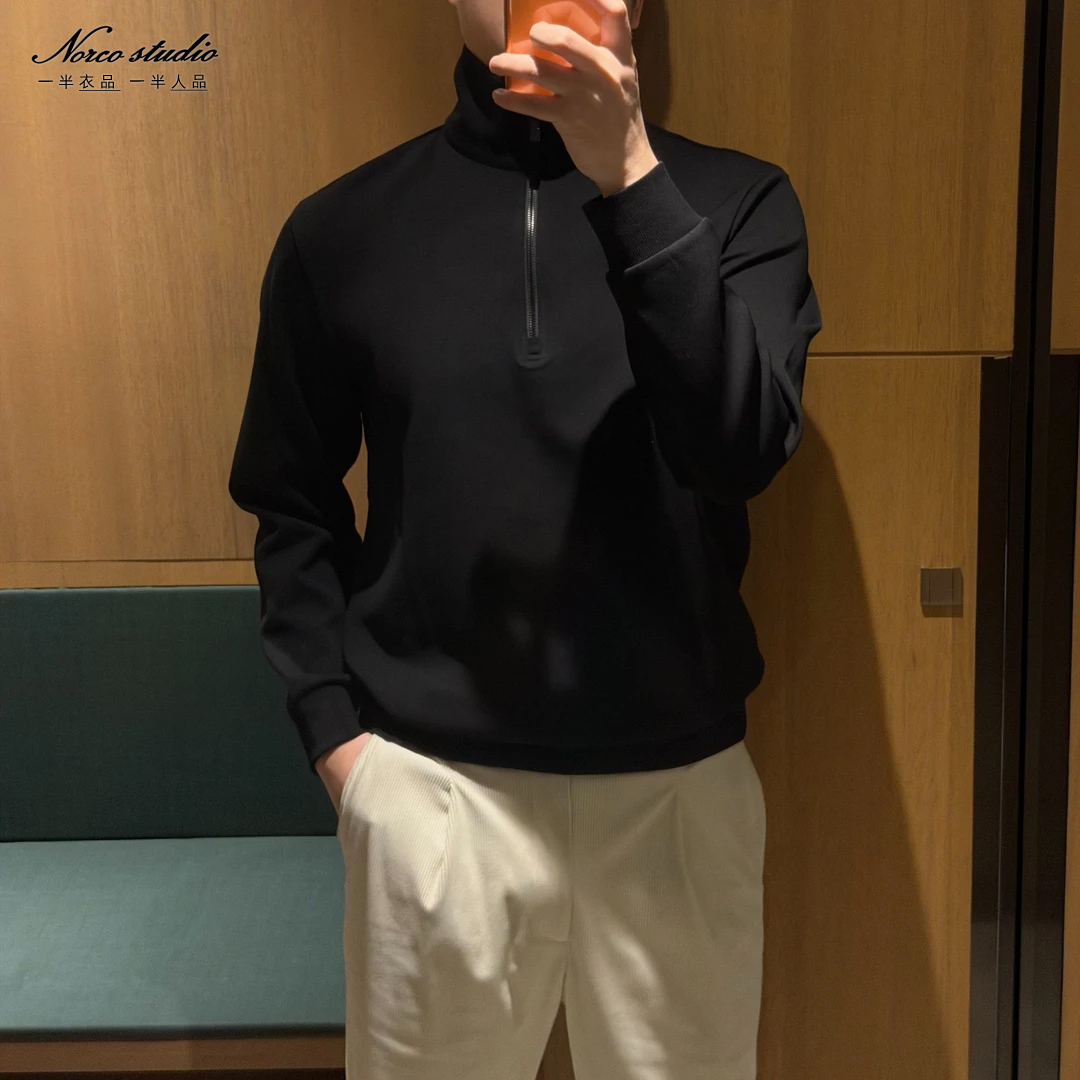 【诺可精选】秋冬通勤空气层亲肤柔顺净版两用领卫衣 爵派尔ZA802