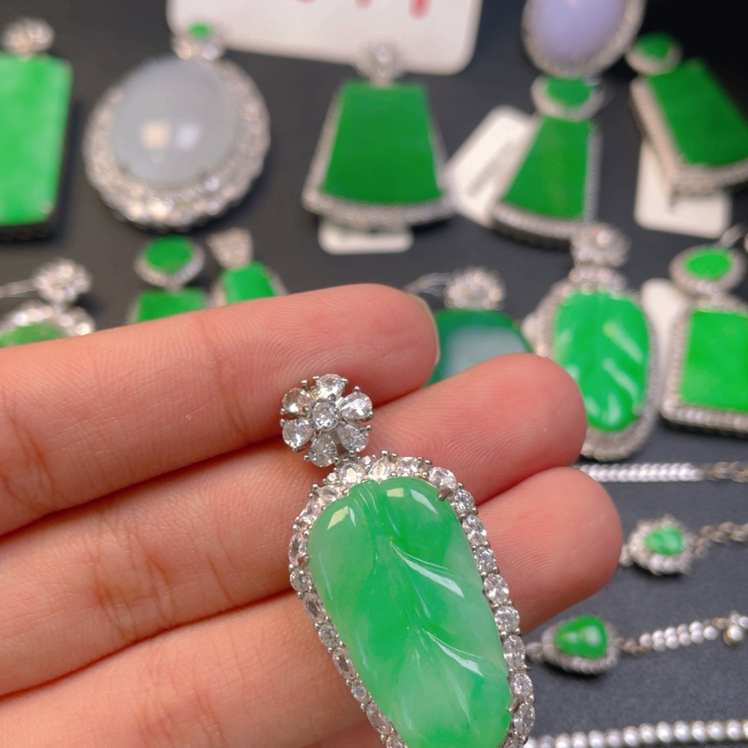 翡翠银S925镶嵌吊坠(不含链)