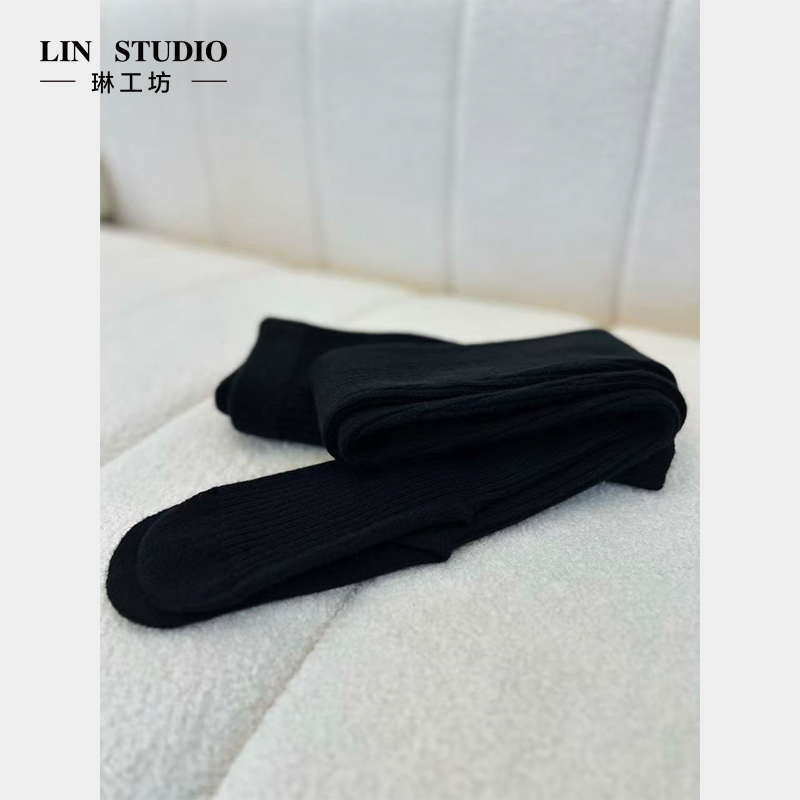 【山羊绒】琳工坊“悬秋”黑色羊绒打底裤显瘦休闲百搭修身唐琳设计师