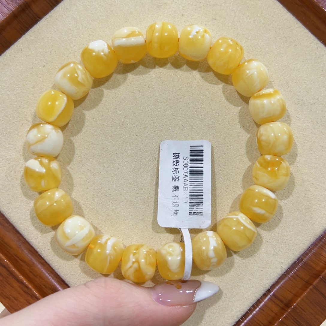 蜜蜡手链未镶嵌?**威11m橘底金瓷白