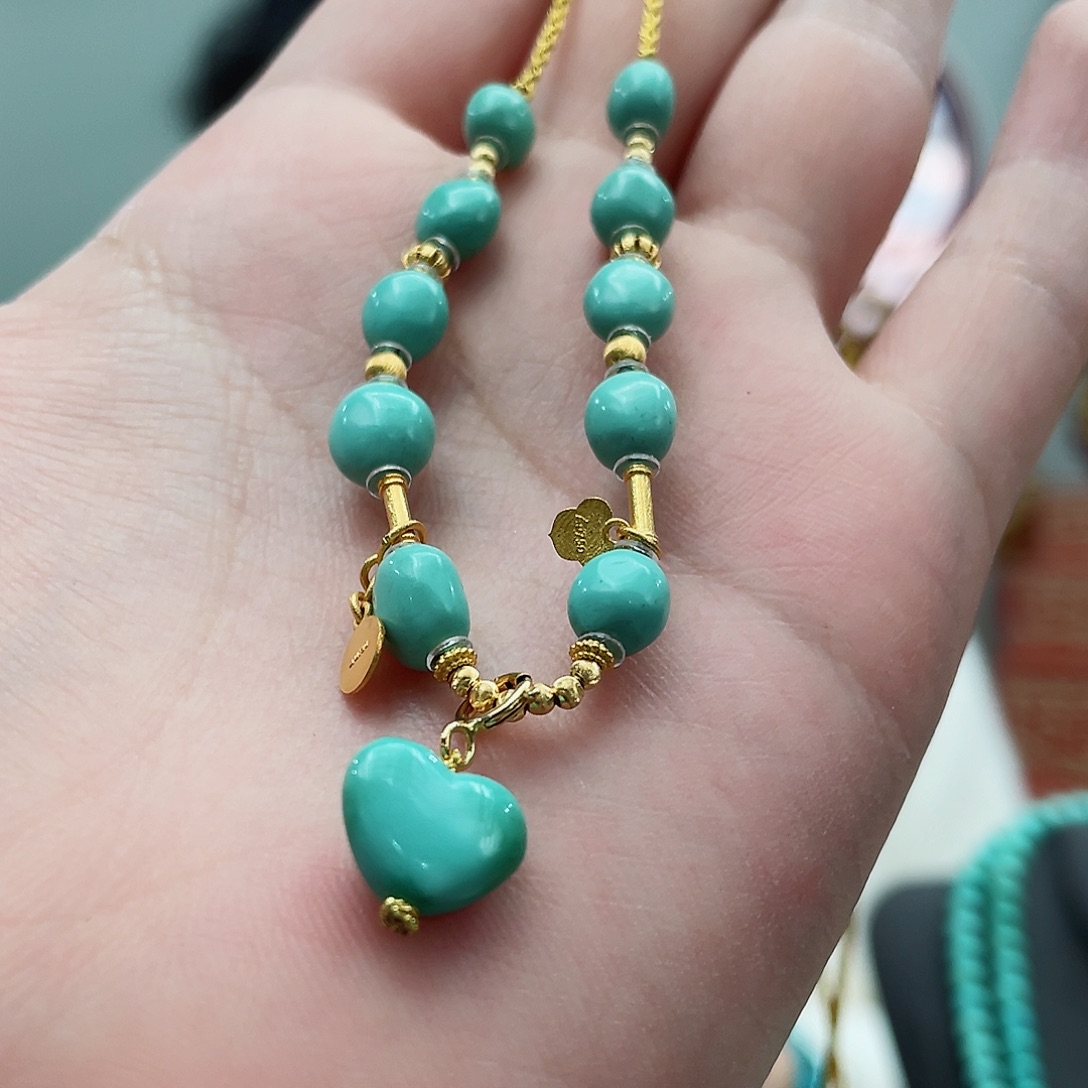 绿松石颈饰18K金镶嵌