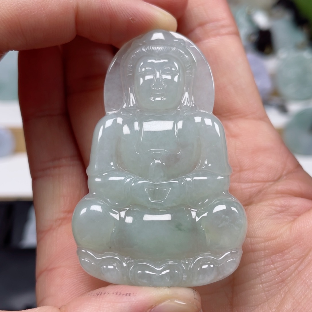 翡翠颈饰未镶嵌天然翡翠A货观音104号