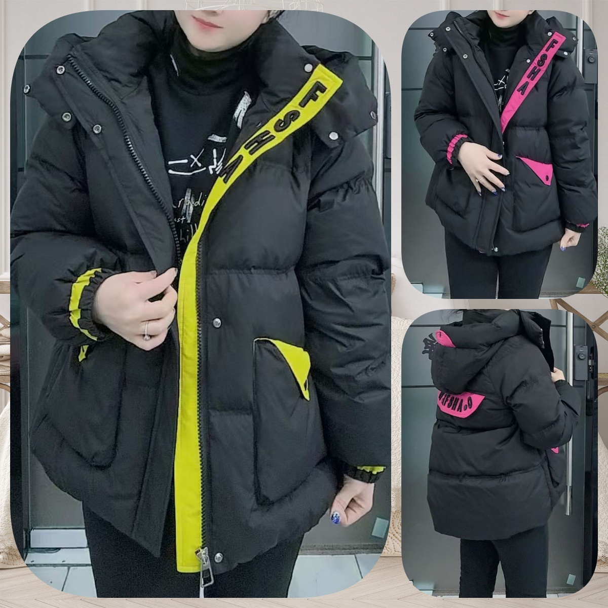 鹅绒服-时尚百搭休闲宽松保暖白鹅绒服短款-衣长64