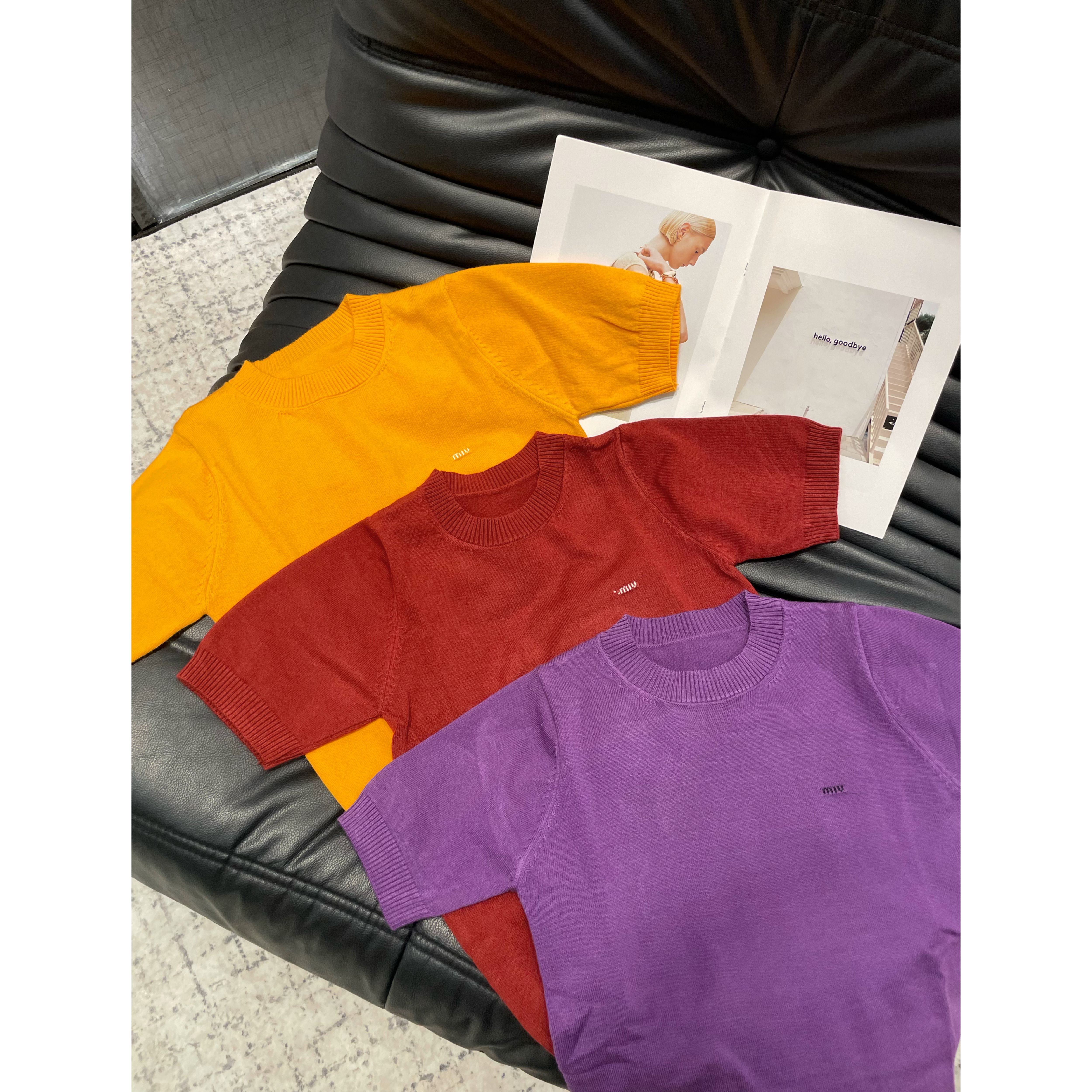 《An ni》【MM】早春新品时尚短袖圆领羊毛针织上衣Ani-D108