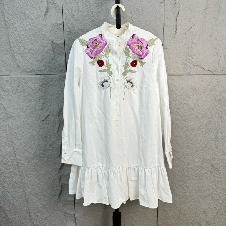 99新 Alexander McQueen/亚历山大·麦昆 衬衫刺绣连衣裙000507