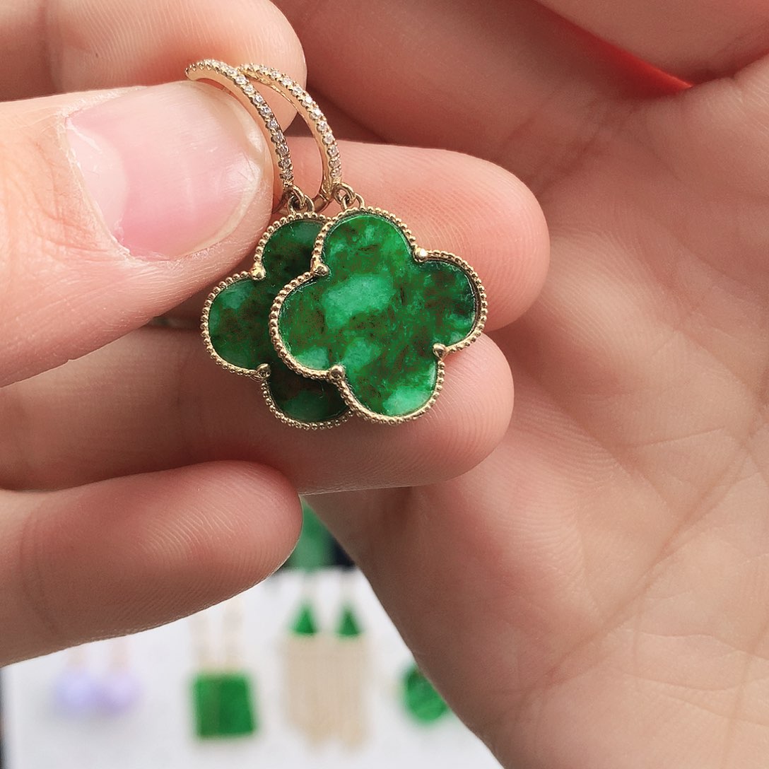 翡翠耳饰18K金镶嵌耳饰