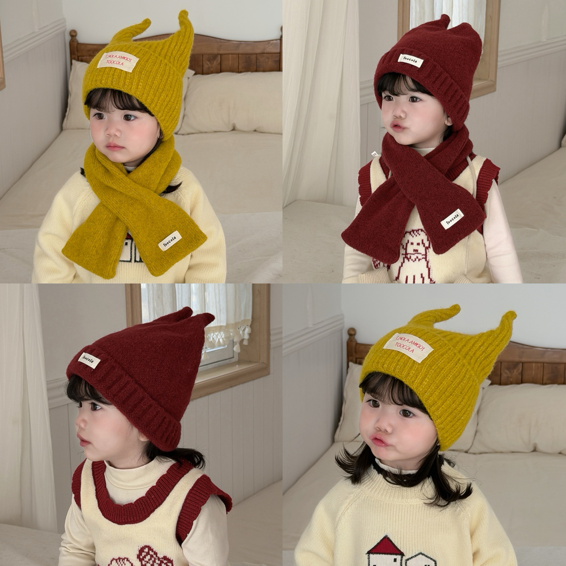 宝宝帽子儿童帽子针织帽套头帽护耳帽秋冬加厚保暖ins出游卡通