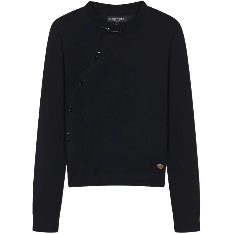 teenieweenie26长袖毛针织衫打底衫上衣女圆领TTKW2611C4D