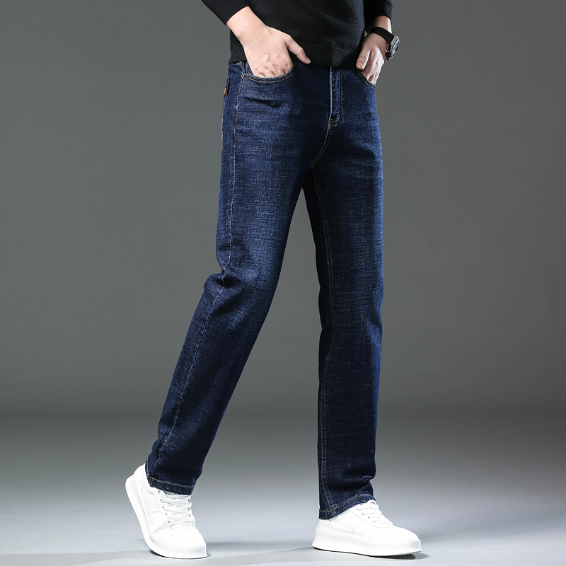 男士免烫牛仔裤商务中年大码弹力长裤拉链水洗秋冬广州新塘百搭