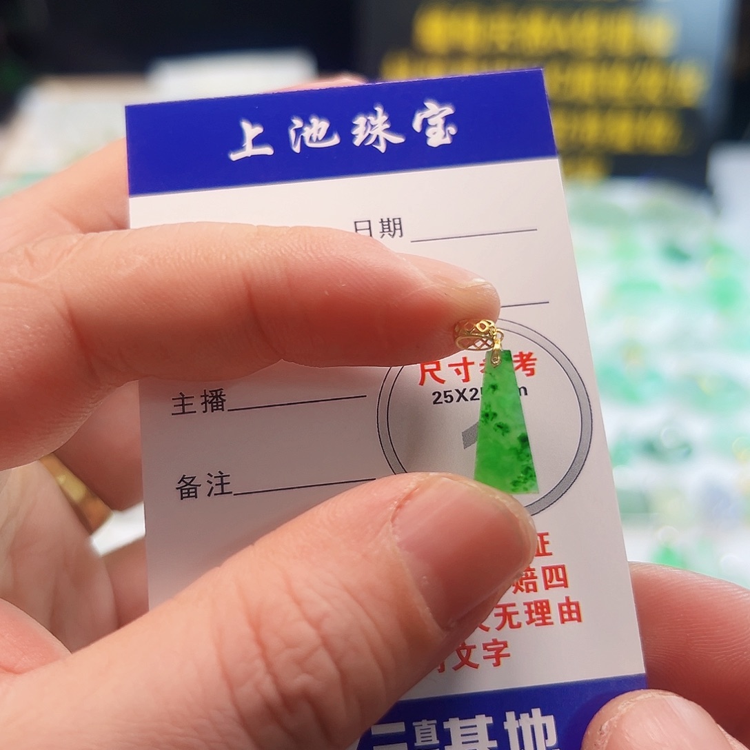 翡翠颈饰18K金镶嵌冰****_翡翠