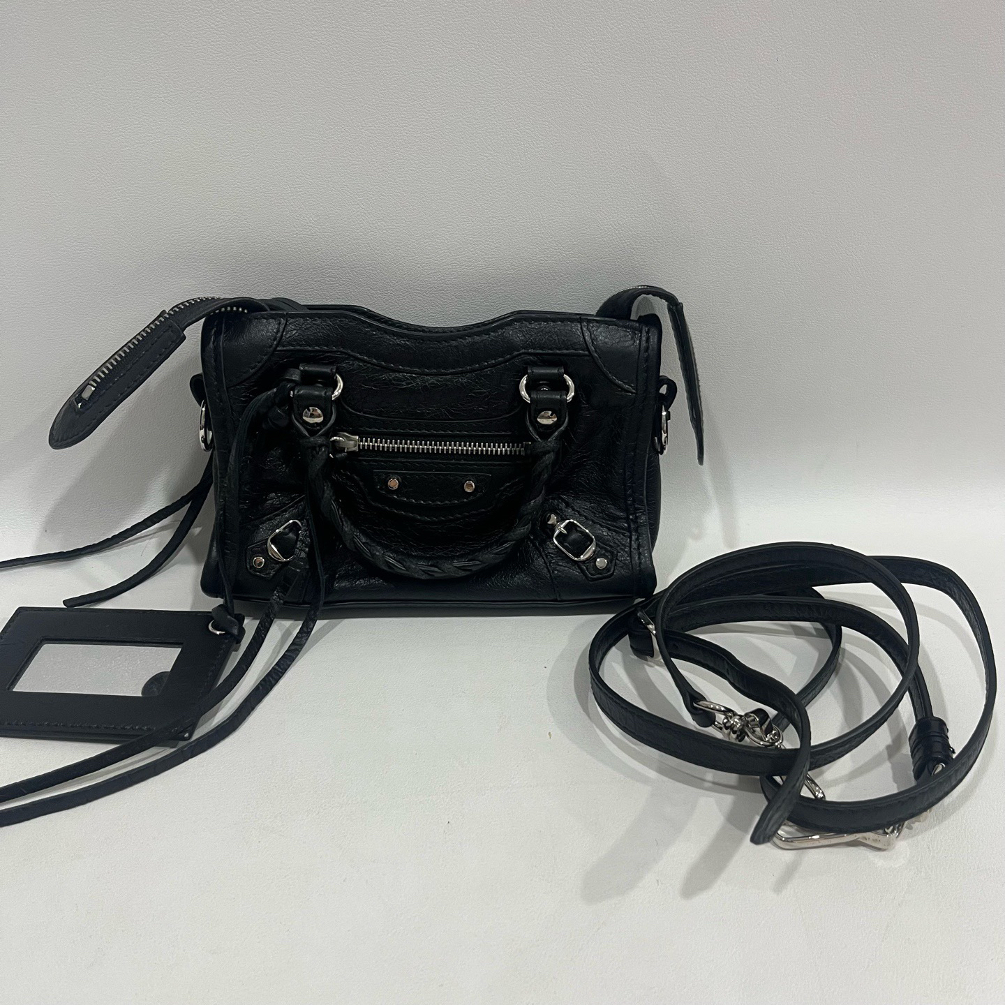 95新 Balenciaga/巴黎世家 捐金沉珠/机车nano黑色单肩