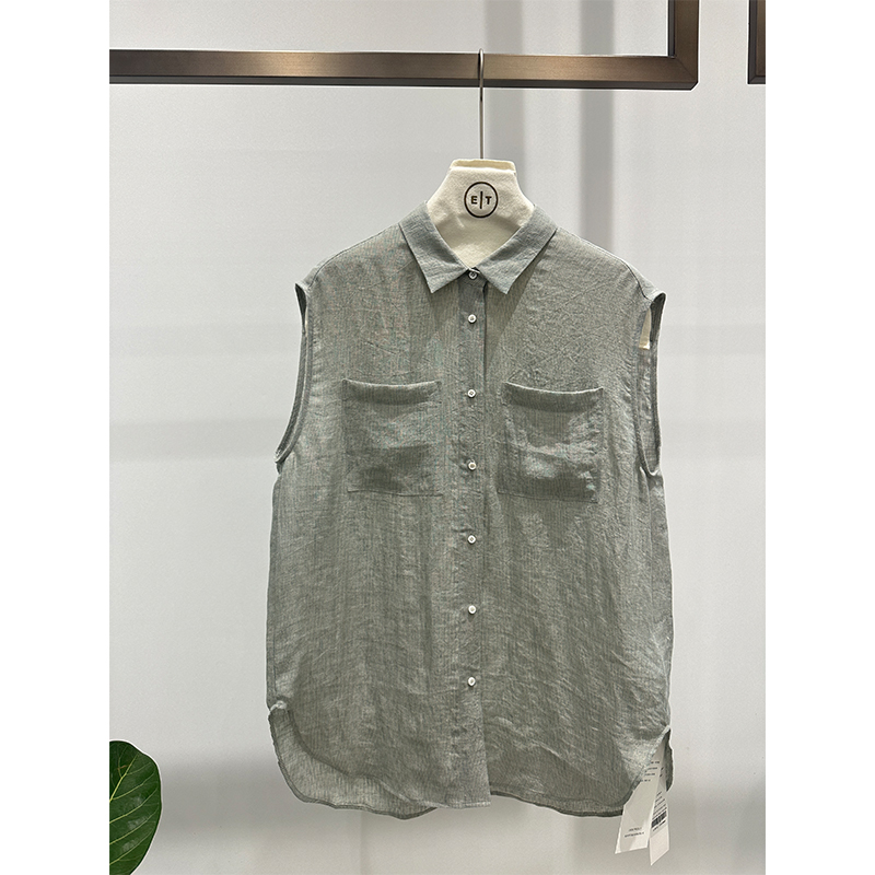 【南法清晨】亚麻透气衬衫马甲1394