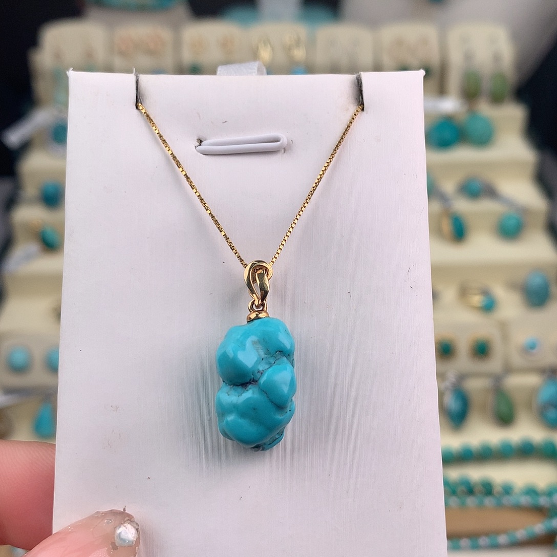 绿松石18K金镶嵌吊坠(不含链)