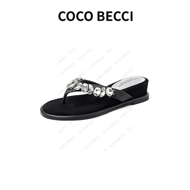 COCO BECCI 【小香香】 2025夏季新款百搭羊皮凉鞋凉拖