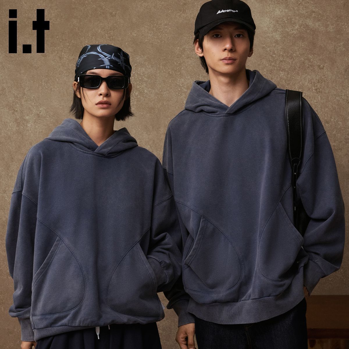 it.izzue重磅卫衣男春秋新款宽松潮牌美式休闲连帽外套男女