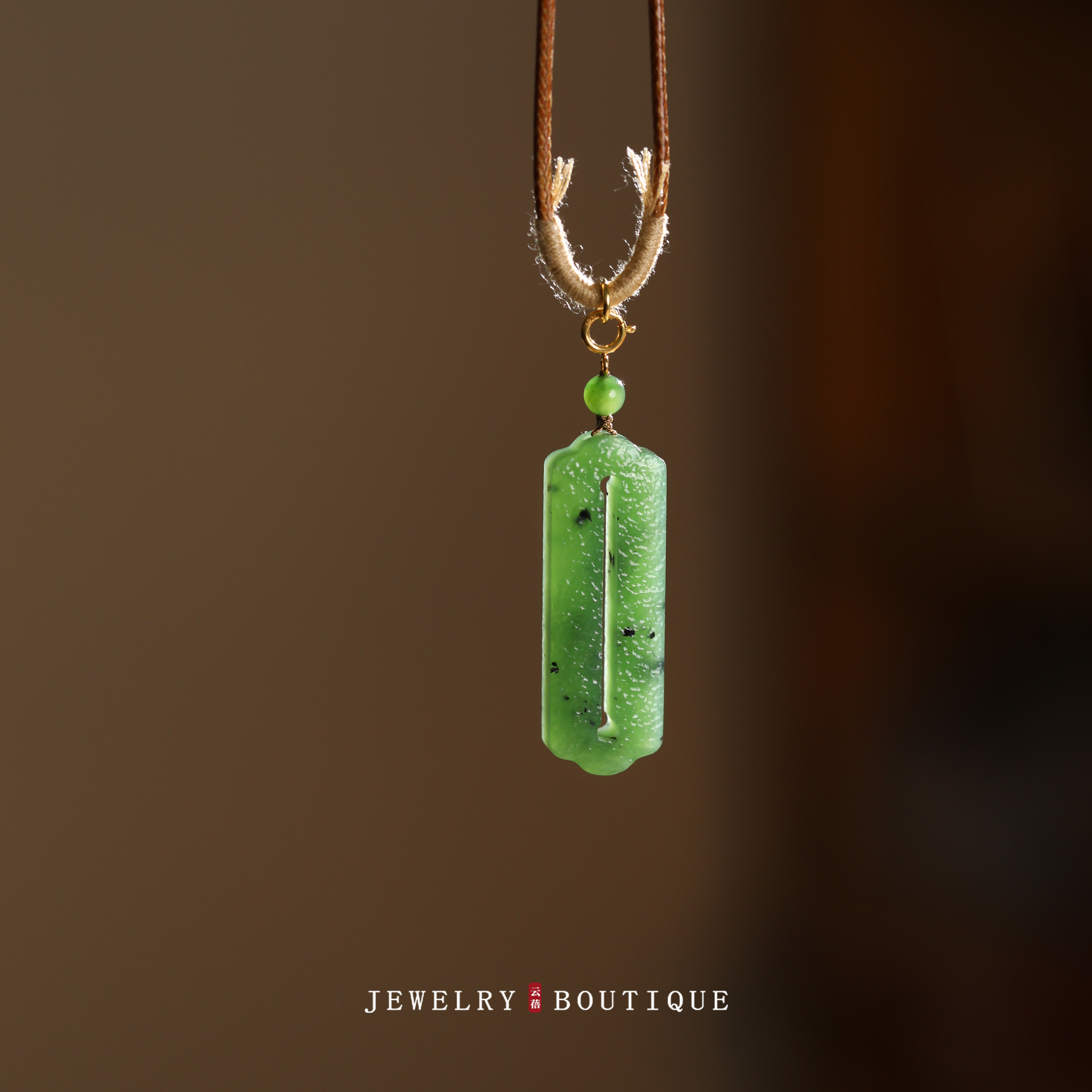 长条平安扣碧玉编绳项链简约玉坠时尚百搭气质女士礼物