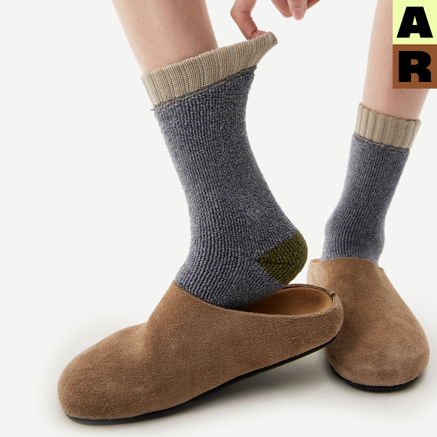 AR羊毛毛圈中筒袜2025新款秋冬地板袜男女同款Merino袜子