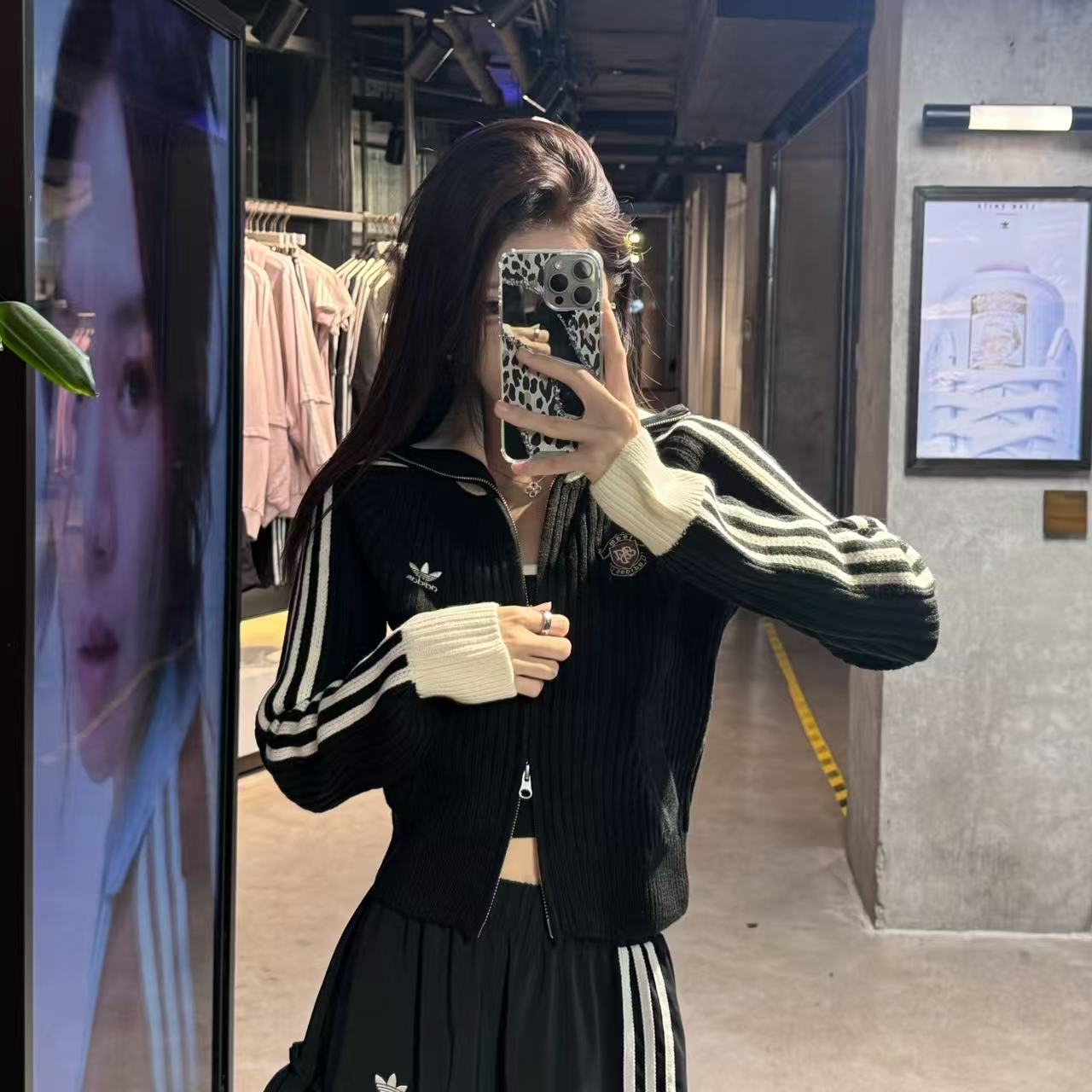 adidas三叶草TEAM FULLZIP  全开襟运动修身针织衫KF0718  KF0719