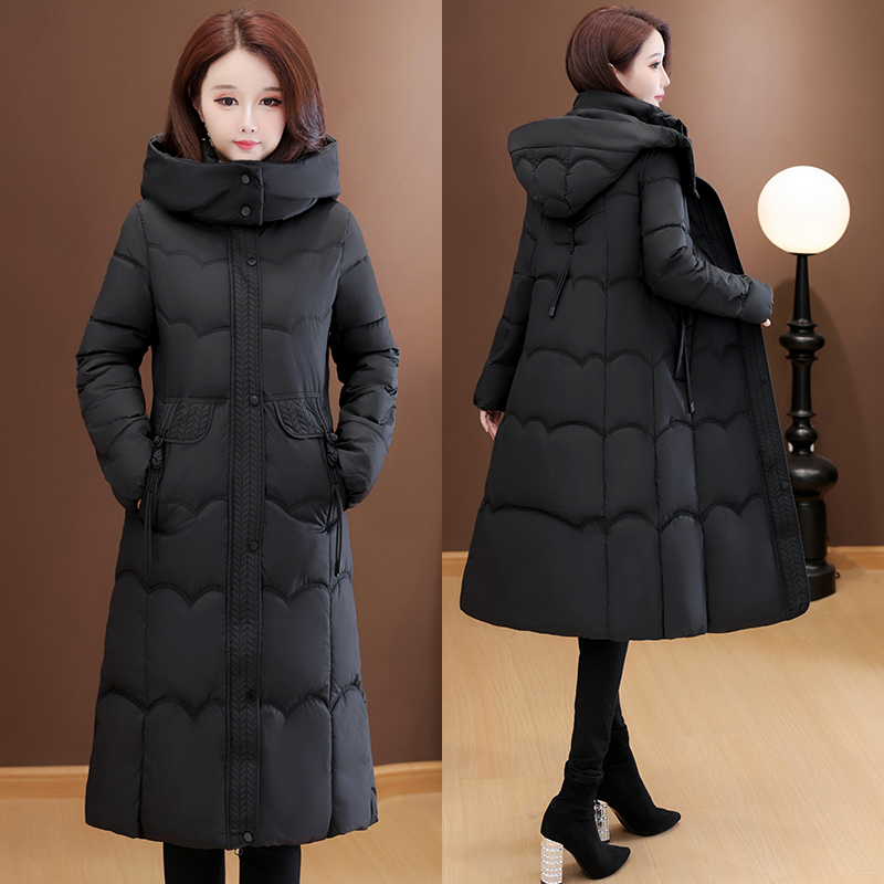 保暖可脱卸帽长款宽松显瘦冬季女装中长款羽绒棉服高端棉衣外套
