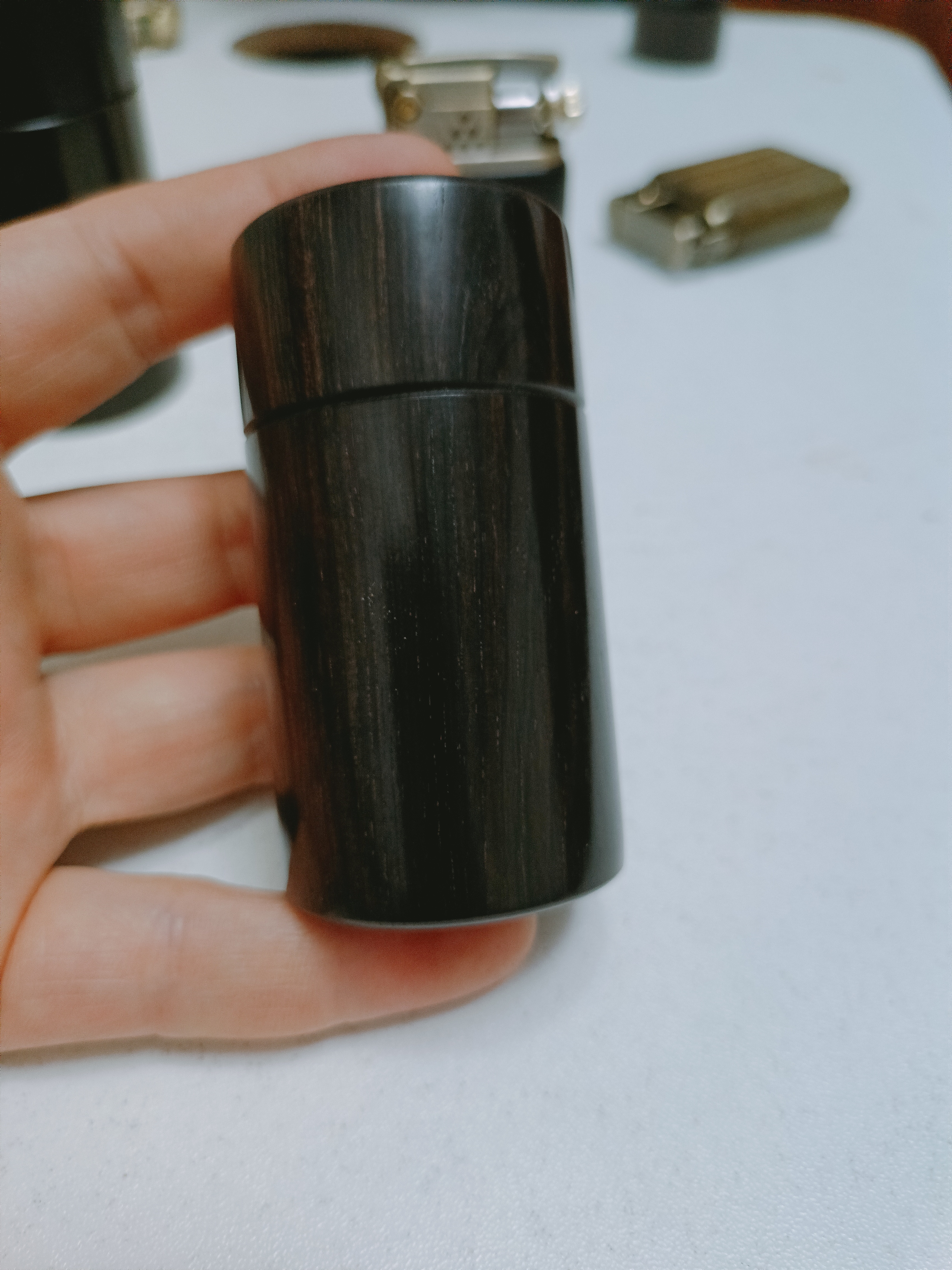 紫光檀家用个性创意手工乌木牙签盒牙签罐牙签筒精致高档实木木质