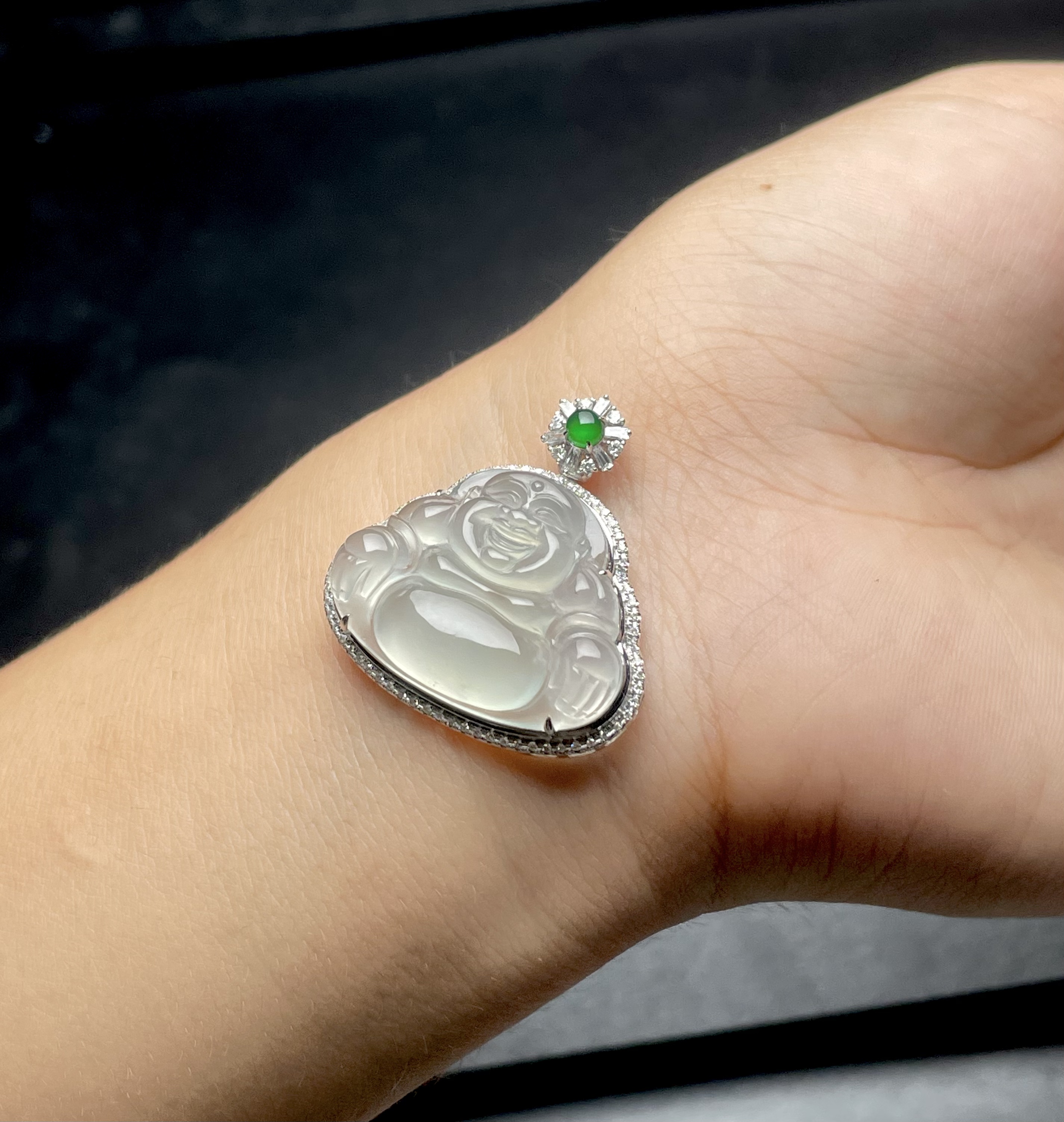 緬甸A貨高冰佛公18K金鑲嵌