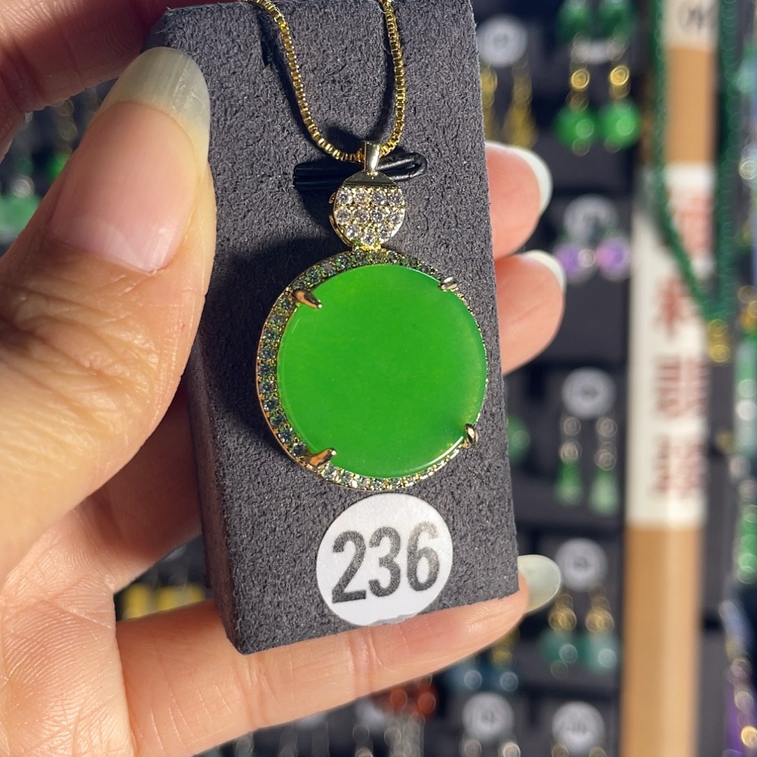 翡翠银S925镶嵌耳饰236