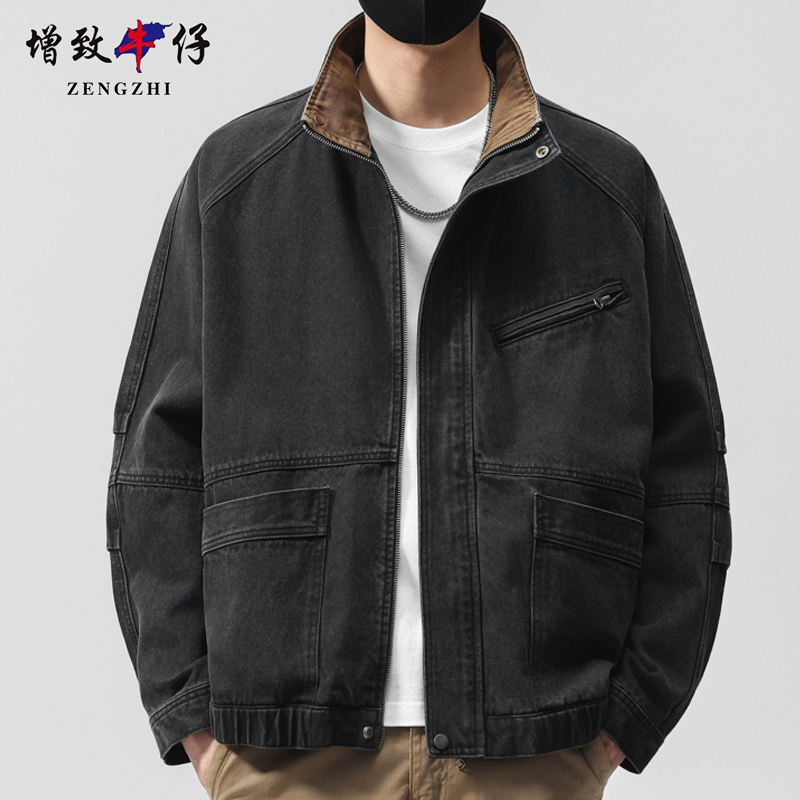 ZENGZHI/增致牛仔潮牌牛仔外套男士宽松上衣服上装秋季外穿帅气